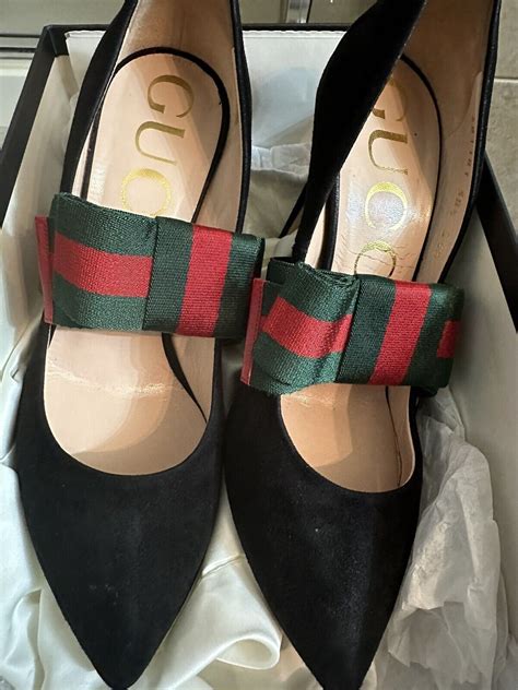 Gucci kid scamosciato nero (black) women's stilleto size 38.5